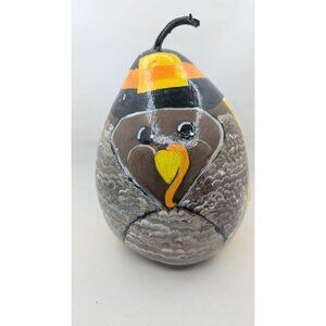 Hand Painted Turkey Gourd 10. 5" Tall Gourd Thanksgiving Gobble folk art signed